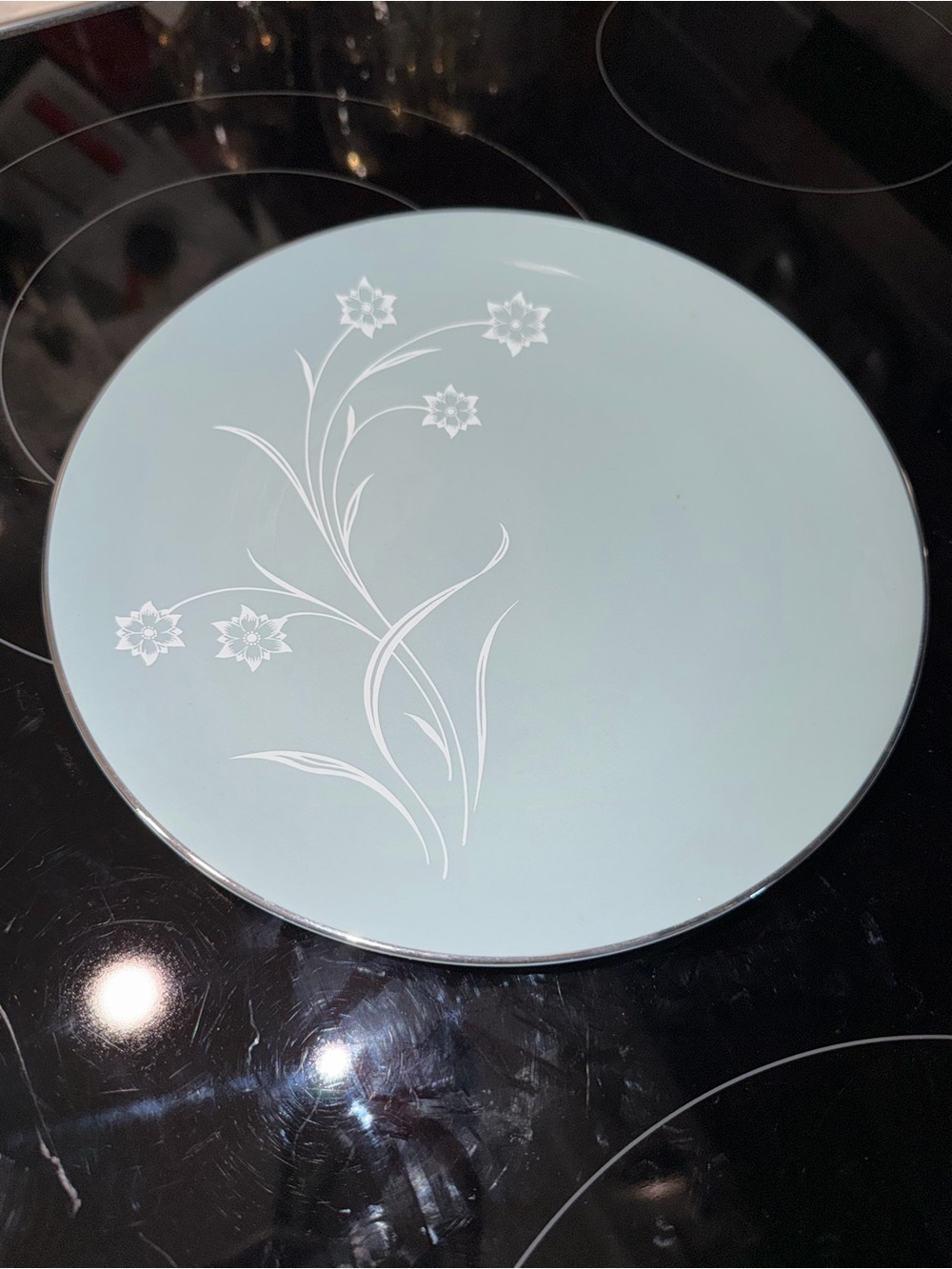 Two MidCentury Flintridge Reverie Strata Blue Bread Plates.